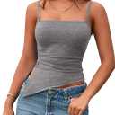 PRETTYGARDEN Women's Summer Spaghetti Strap Tank Tops Sleeveless Camisole Blouses Asymmetrical Going Out Basic Tank Shirt (Gray, XXL)