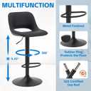 YOUNIKE Black Bar Stools Set of 2 Compact Modern Swivel Barstools, Adjustable Counter Height Bar Stools Faux Leather Upholstered Bar Stool with Hollow Back for Kitchen Island, Medium