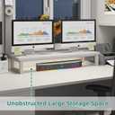 YAOHUOO Dual Monitor Stand Riser, 39Inch Large Monitor Stands for 2 Monitors, Computer Monitor Stand, Wooden Desktop Oraganizer Shelf for Office Desk Computer,Laptop,TV