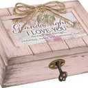 Cottage Garden Granddaughter Love Petite Locket Distressed Blush Pink Music Box Plays Light Up My Life