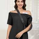 Women's Post Shoulder Surgery Tear Away Shirt Short Sleeve Side Snap Chemo Port Postpartum Shirts Adaptive Clothing (Black, S)