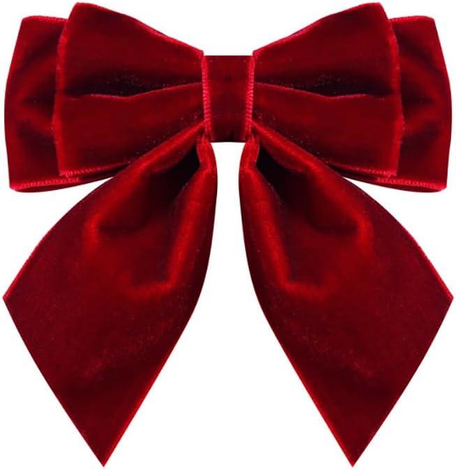 Velvet Pre-Tied Big Bow Knot Brooch Pin for Women Girls Fabric Ribbon Bowknot Collar Lapel Pins Clip Scarf Suit Dress Shirt Bouquet Corsage Brooches Fashion Jewelry Gifts Christmas Prom (Red), 2 Pack