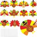 Jenaai 30 Pcs Thanksgiving Crafts Thanksgiving Kids Turkey Craft Kit with Colorful Feathers DIY Thanksgiving Crafts for Autumn Home Fall Classroom Party Decorations Thanksgiving Turkey Supplies