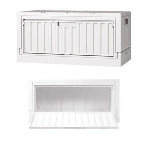 livinbox 45L Stackable Foldable Bins for Storage, Collapsible Storage Bins w/lids Side-Open Door, Home Office Bedroom Living Room Comic Books, White, FB-6432S-WT