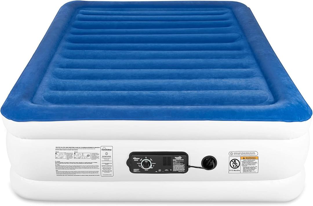 SoundAsleep CloudNine Series Raised Twin Air Mattress with Dual Smart Pumps Dual smart pumps maintain firmness all night with 3 settings; SureGrip bottom helps create a stable guest bed for one sleeper, Size: Twin