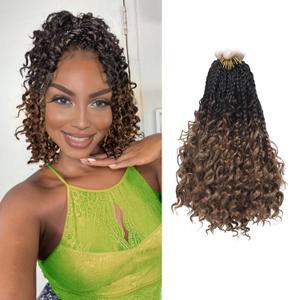 8 Packs Boho Crochet Box Braids with Curly Ends - 8 Inch Goddess Bohemian Box Braids Crochet Hair for Black Women Pre Looped 3X Boho Synthetic Braiding Hair(4-30)
