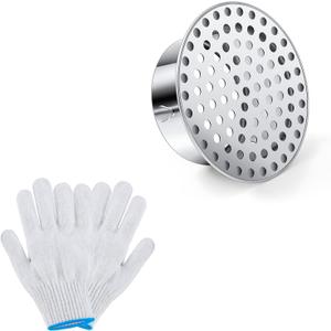 Moxweyeni 1 Pcs PVC Termination Cap for 2" Inner Diameter, Mesh Screen Vent Cover 304 Stainless Steel, for Furnace & Roof Vent Cap, Round Air Outlet Exhaust Water Drains Pipe with Gloves