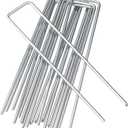 6 Inches Heavy Duty Galvanized Steel Garden Stakes Staples Securing Pegs for Securing Weed Fabric Landscape Fabric Netting Ground Sheets and Fleece, Christmas Decoration, Accessories (10, Silver)