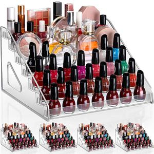 Jetec 4 Pcs 7 Tiers Style Acrylic Card Display Stand Sunglasses Organizer Nail Polish Holder Versatile Display for Trading Cards Greeting Card Stand Essential Oils Cosmetic Eyewear Rack