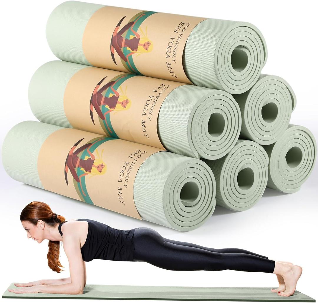 Timgle 6 Pcs 10mm Thick Yoga Mat Bulk 68 x 24 Inches Anti-slip Tear-resistant Exercise Mat Adult Gym Mats for Fitness, Stretching, Workout and Studio, Outdoor Yoga, Pilates