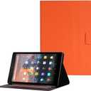DTangLsm Compatible for Older Amazon Fire HD 10 Tablet Case (9th/7th/5th Generation, 2019/2017/2015 Release) Premium Leather Kindle Fire 10 Case Folding Smart Cover Stand with Auto Wake/Sleep, Orange (00-orange)