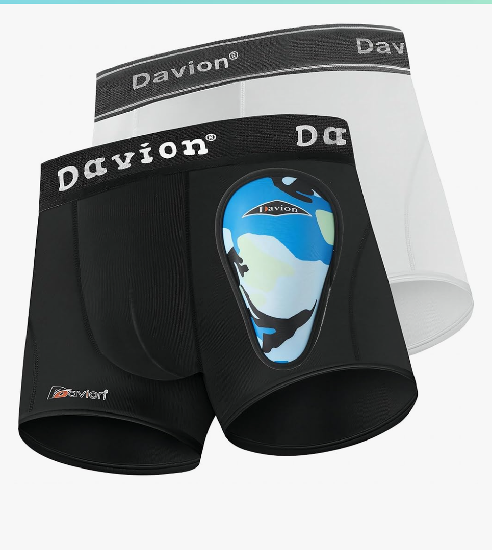 Davion 2-Pack Boys Underwear with 1 Soft Protective Athletic Cup Youth Briefs for Football, Baseball, Lacrosse, Size Medium