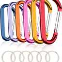 CampTek Carabiner Caribeaner Clip,3" Large Aluminum D Ring Shape Carabeaner with Keyring Keychain Hook
