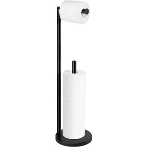 Toilet Paper Holder Stand, Toilet Paper Stand Black, Free Standing Toilet Paper Holder, Toilet Paper with Storage by Bath