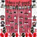 FRAMICS 82 Pieces Graduation Decorations 2025 Set, Graduation Banner Class of 2025, Graduations Photo Banner, Tinsel Backdrop Curtains, Ballons & Streamers Kit, Graduations Party Decorations, Red, 2 Pack