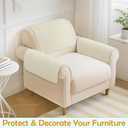 Couch Arm Covers, Waterproof Armrest Cover for Sofa, Loveseat, Armchair, Non-Slip Recliner Arm Cover, Sofa Arm Covers, Headrest Cover, Arm Chair Covers Set of 2 (Beige, 26"×26")