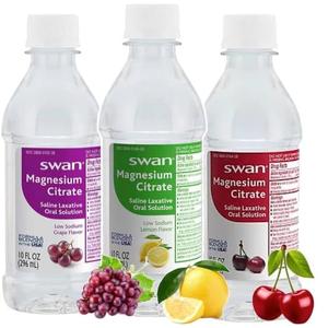 Wellness Reset Gift Bundle Includes Three Swan Magnesium Citrate 10 oz. Bottles - Cherry, Lemon & Grape 