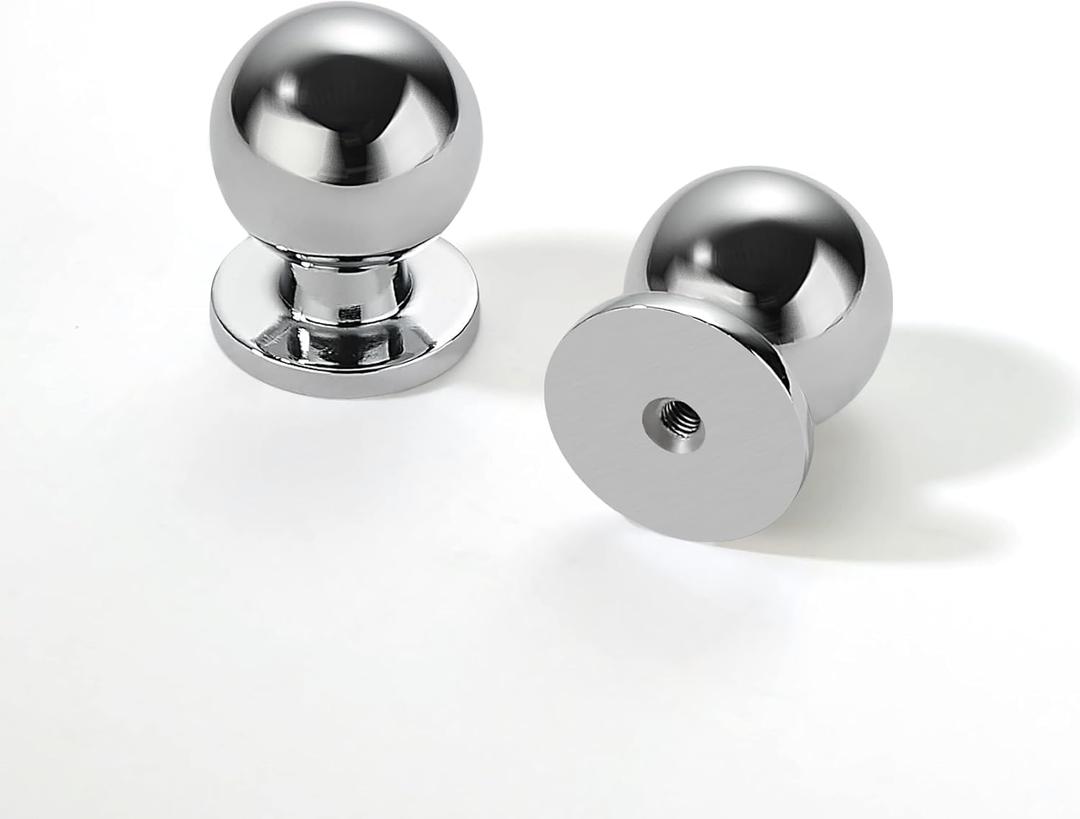 khtumeware 10 Pack 1-1/4 Inch Polished Chrome Kitchen Cabinet Knobs - Dresser Drawer Ball Knobs - Cabinet Hardware Zinc for Drawers, 1-1/4"(32mm) Hole Center, Polished Chrome 