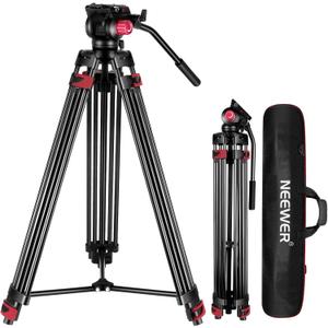 NEEWER 79"/200cm Video Tripod, Heavy Duty Aluminum Alloy Camera Tripod Stand with 360 Fluid Drag Head, QR Plate Compatible with Canon Nikon Sony and Other DSLR Camera Camcorder, Load Up to 17.6lb/8kg