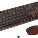 Wireless Keyboard and Mouse Combo, USB Receiver Plug and Play, Low Profile Quiet Typing Design, 110 Round Keys Full-Size Silent Keyboard Set for PC, Windows, Mac, Desktop, Laptop(Coffee Black)
