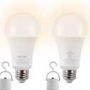 5W Rechargeable Emergency LED Light Bulbs with Back Up Battery for Power Outage, Camping, Hurricane, Disaster Planning, 40W Equivalent, UL Certified (3000K Soft White, 2-Pack) 