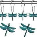 Antique Green Dragonfly Shower Curtain Hooks - Decorative Shower Hooks for Shower Curtain Rust Proof Shower Curtain Rings, Natural Forest Garden Farm Theme Bathroom Decor Accessories Set