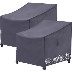 F&J Outdoors Patio Chair Cover - Heavy Duty Waterproof UV Resistant, Grey, 2Pack, 35" W x 39" D x 36" H