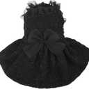 Kuoser Dog Dress, Cute Dog Dresses for Small Dogs Girl Elegant Puppy Tutu with Bow-Knot, Doggie Princess Costume Pet Outfit for Birthday Party Christmas Halloween Wedding, Black S (Small (Chest Girth: 16.9")) 