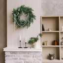 20'' Black White Christmas Wreath with Bow Pearl Chains Faux Norfolk Pine Wreath Artificial Cedar Christmas Greenery Decoration for Xmas Front Door Window Wall Fireplace Indoor Outdoor