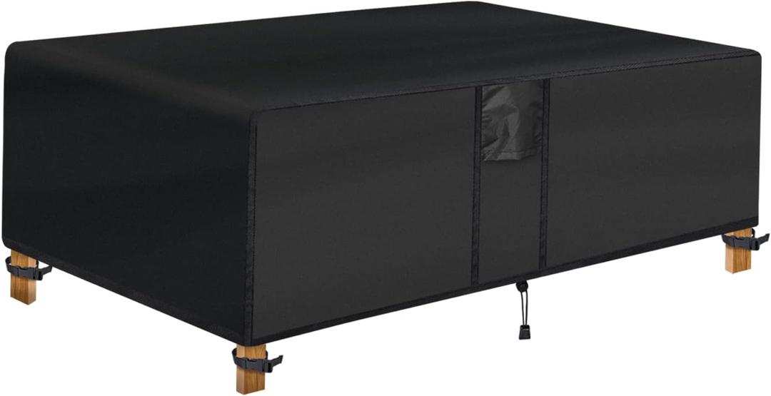 Outdoor Coffee Table Cover - Waterproof Rectangular Patio Coffee Table Cover (48L x 26W x 18H inches, Black) Outdoor Small Side Table Cover Patio Furniture Covers for Outdoor Furniture