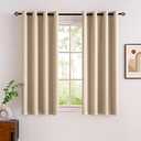 MIULEE Room Darkening Curtains Thermal Insulated Black Out Drapes Solid Window Treatment Grommet Light Blocking Blackout Curtain for Living Room Bedroom 2 Panels Set 42 x 37 inch Length Beige