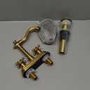 Bathroom Faucet Antique Brass GGStudy 2 Handles 4 Inches Centerset Bathroom Vanity with Drain Assembly and Supply Hose Lavatory Faucet Mixer Double Handle Tap