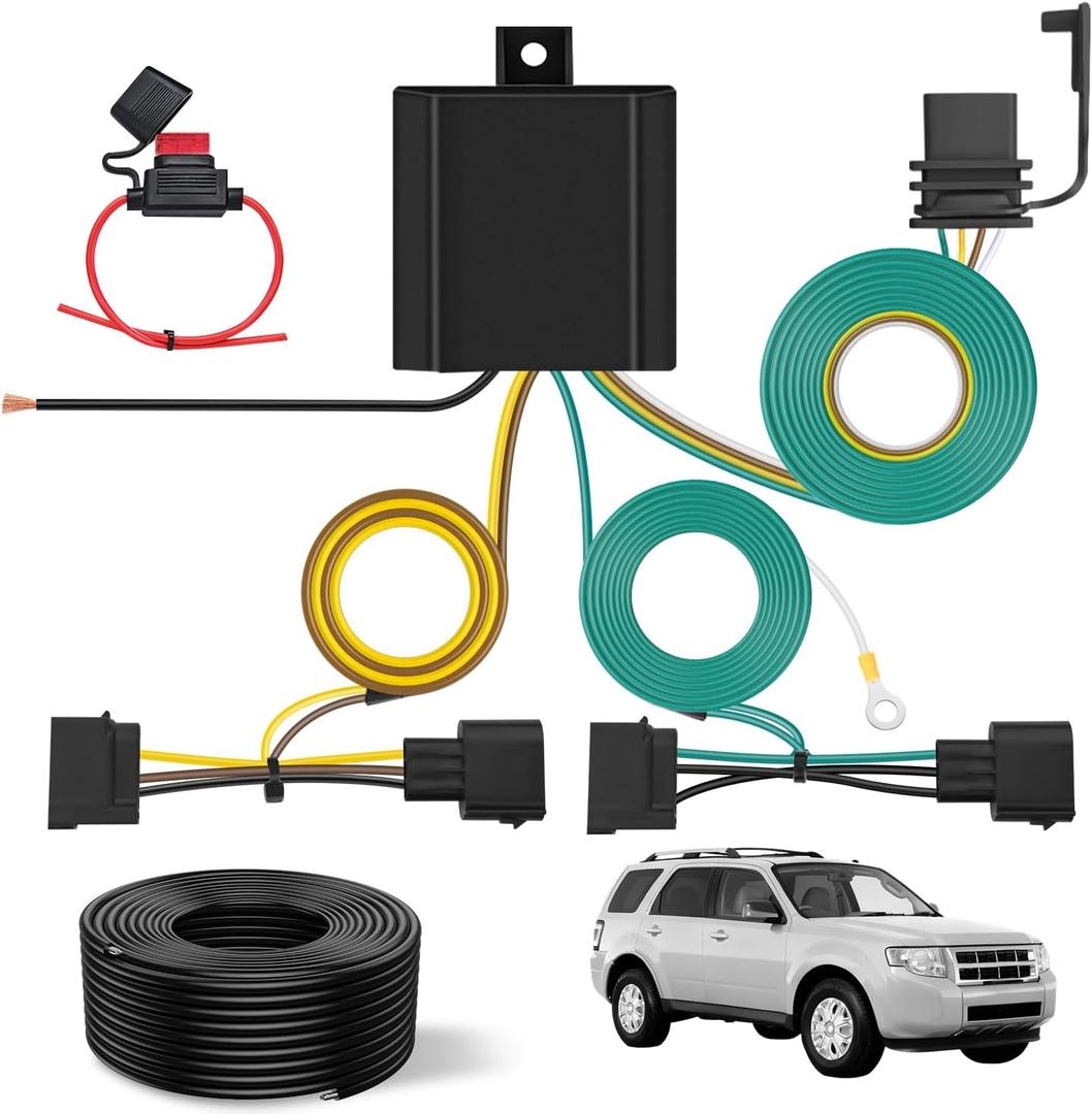 Nilight 4 Pin Trailer Wiring Harness Kit 56329 Vehicle Custom for 2004 2005 2006 2007 2008 2009 2010 2011 2012 Ford Escape Edge Freestar Mazda Tribute Mercury Mariner Lincoln MKX