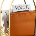 Aocii Magazine Holder, Artificial Leather Magazine Rack Floor with Golden Butterfly Hardware & Antique Brass Buckles, Bathroom Magazine Rack, Magazine Organizer for Floor Standing Home Decor