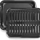 Broiler Pan for Oven Nonstick Porcelain Coated - 16.75 x 12.75 Whirlpool 4396923 Replacement Broiling Pan for Oven With Rack for High-Temperatures - Oven Broiler Pan Heats Evenly and Drains Fat