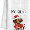 Dachshund Christmas Kitchen Towels, Weiner Dog Gifts for Women Men Dish Tea Towels, Dachshund Lover Gifts Decorative Hand Towel for Kitchen Bathroom Decor, 16x24 Inch