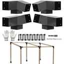ITeVe.GD 3-Way Pergola DIY Bracket,15° Up and 75° Down Slant Angle Brackets for 4" x 4"(Actual:3.5" x 3.5") Lumber for Outdoor Pergola,Proch,Log Cabin W/Hardware - 4Pack…