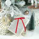 Red Velvet Ribbon Christmas Bow 5 x 7 Inches Premade Red Bows for Christmas Tree Hanging Decorations Gift Wrapping Wreaths Crafts Outdoor Indoor Home Decor Wedding, Pack of 24