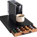 Coffee Pod Holder Compatible with Nespresso OriginalLine Capsules  50-Pod Acacia Wood Organizer Drawer with Smooth-Glide & Anti-Slip Base  Space-Saving Coffee Capsule Storage for Kitchen Countertops
