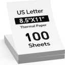 100 Sheets Thermal Printer Paper 8.5x11 US Letter MT610 Thermal Paper, Compatible with PRT/iDPRT/HPRT Portable Printer and Other Brands Thermal Document Printers