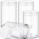 SATINIOR Empty Clear Plastic Jars with Lids Round Storage Containers Wide Mouth for Beauty Product Cosmetic Cream Lotion Liquid Butter Craft and Food(Clear Lid,12 oz)