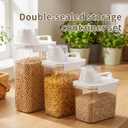 Airtight Grain Storage Containers with Measuring Cups, 3 Sizes | Well suited to kitchens, pantries, laundry rooms, refrigerators, or freezers when clear visibility and easy pouring matter, Large