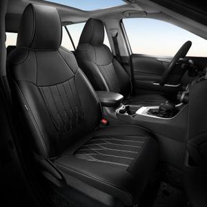 RAV4 Seat Covers for Toyota RAV 4 2019 2020 2021 2022 2023 2024 2025 Hybrid LE/XLE/XLE Premium/Limited/Woodland Edition (Not for Gas & XSE/SE Hybrid) Faux Leather Car Seat Covers Full Set - Black