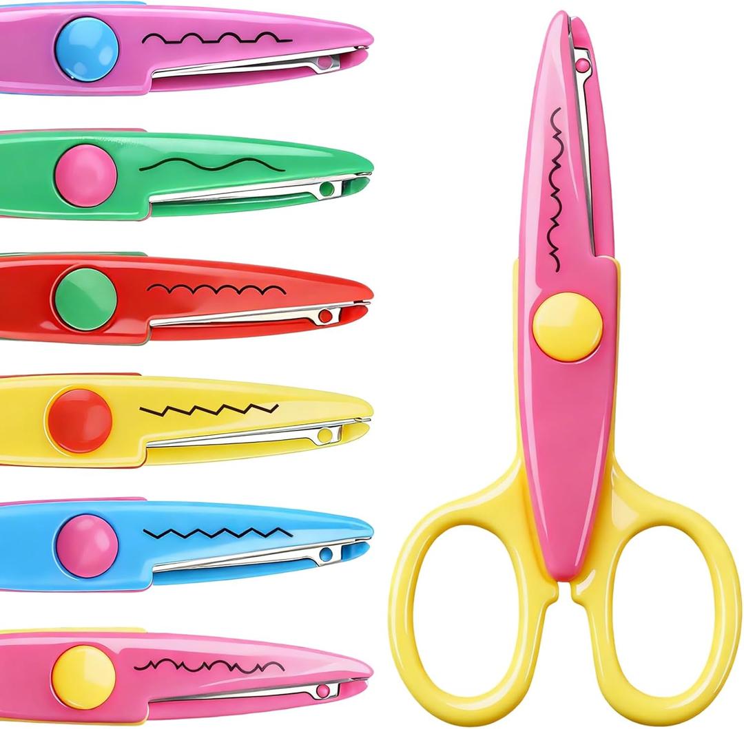 6pcs craft scissors, craft scissors decorative edge for Scrapebook＆School, fancy scissors with Stamp Edge, Fine Zigzag, Castle, Wide Zigzag, Scallop, Ripple