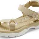 DREAM PAIRS Hiking Sandals Women, Comfortable Walking Sandals With Adjustable Hook And Loop Strap, Quick-Drying Sports Summer Beach Outdoor Light Weight Water Shoes (Size 7,Beige)