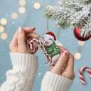 Pig Christmas Ornament 2025 2D Flat  Acrylic Holiday Tree Hanging Decoration  Cute Farm Animal Hugging Candy Cane Ornament, Pig Lover Gift, Rustic Christmas Keepsake 2025