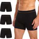 Men's Washable Incontinence Boxer Briefs, Cotton Urinary Incontinence Underwear with Fly, Reusable leakproof underwear for Men, Front & Rear Protection 150 ml Absorbency (3 Pack, XL, Black)