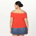 The Drop Women's Jan Off The Shoulder Knit Top (Red, XL)