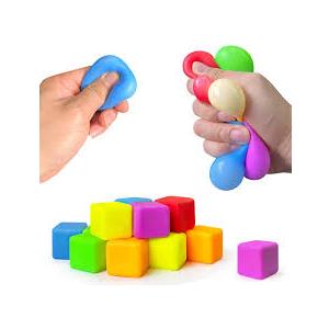 8 Pcs Stress Cube Bulk Ice Cube Stress Ball Anxiety Relief Soft Squeeze Sensory Ball for Party Favors Prizes Goodie Bag Stuffers (Pink,Blue,Green,Orange)