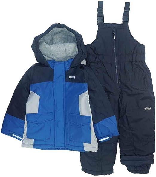 OshKosh B'Gosh Boys' Ski Jacket and Snowbib Snowsuit Set (Little Boys, 7, Deep Navy/Wolf Grey)